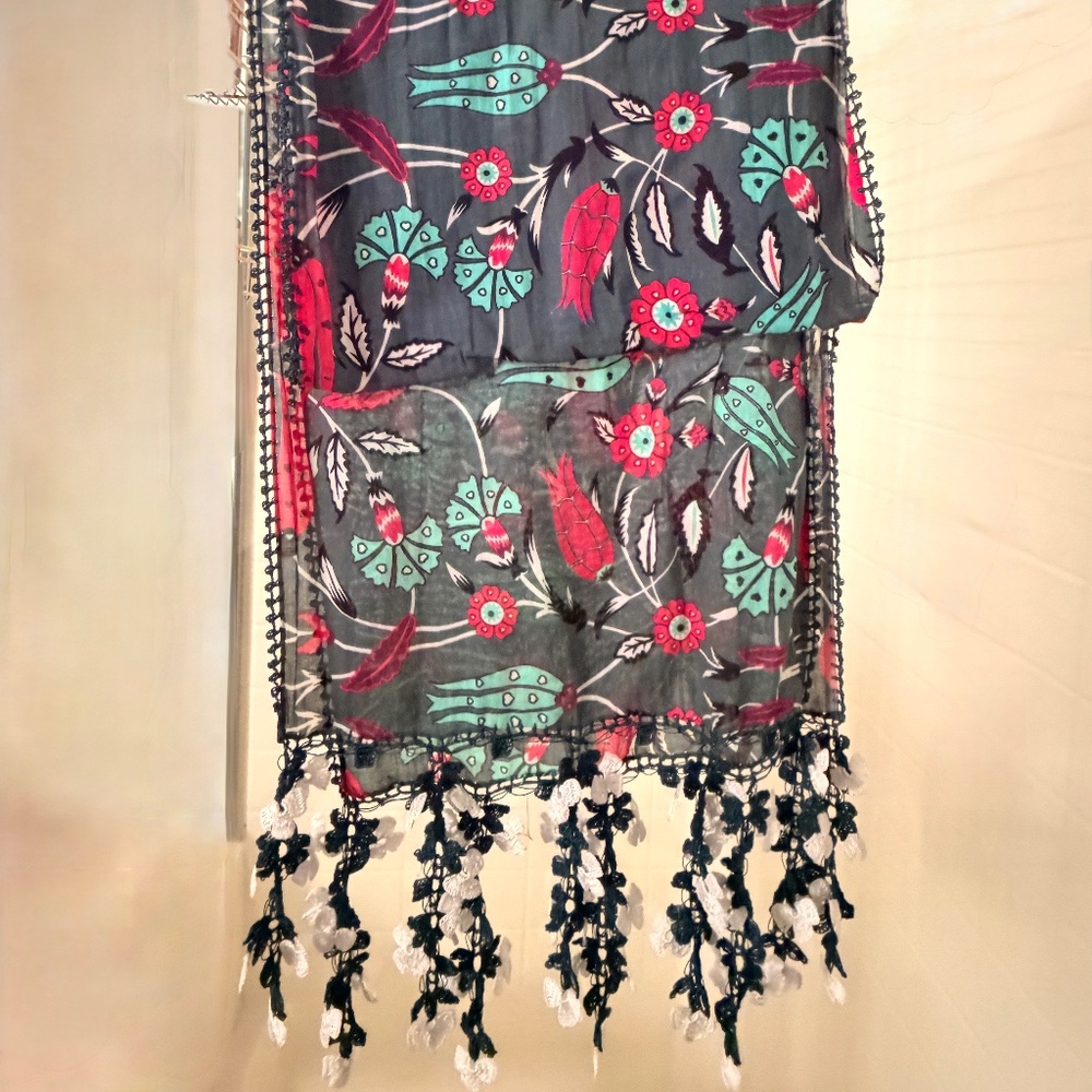 Turkish Scarf - long scarf with embellishments